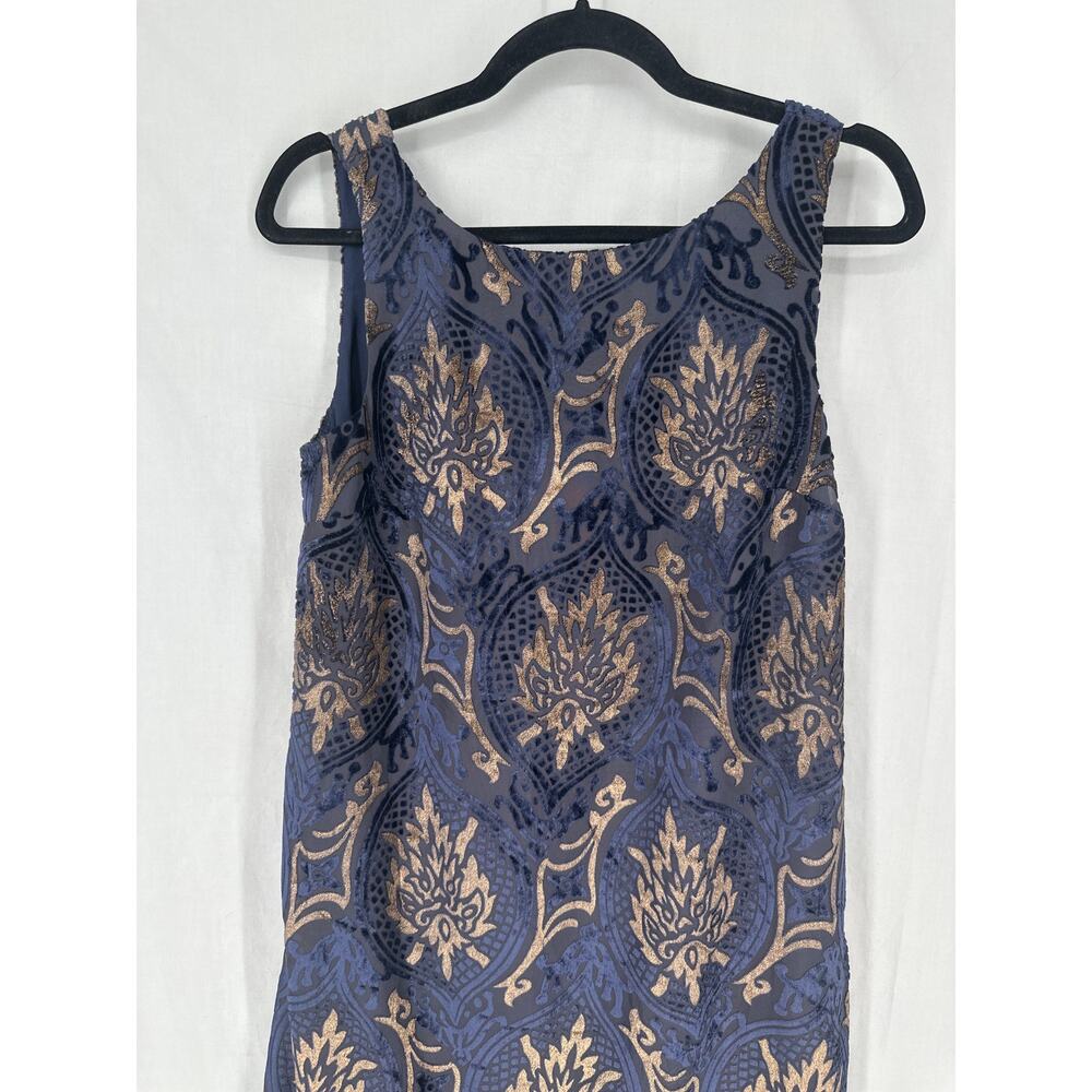 Loft Dress Womens Small Navy Blue Velvet Burnout Floral Mini Party Bohemian Boho - Picture 5 of 10